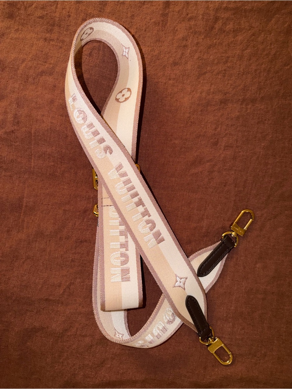 Louis Vuitton Beige Pink Jacquard Detachable Strap with Gold Hardware